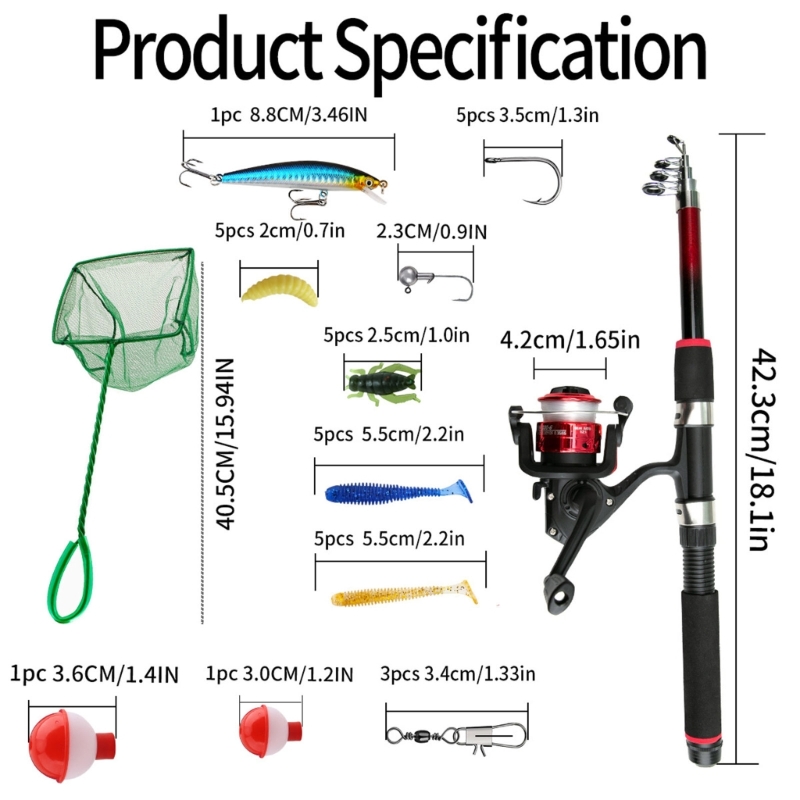 Landing Net Telescopic - Set da pesca per principianti, attrezzatura